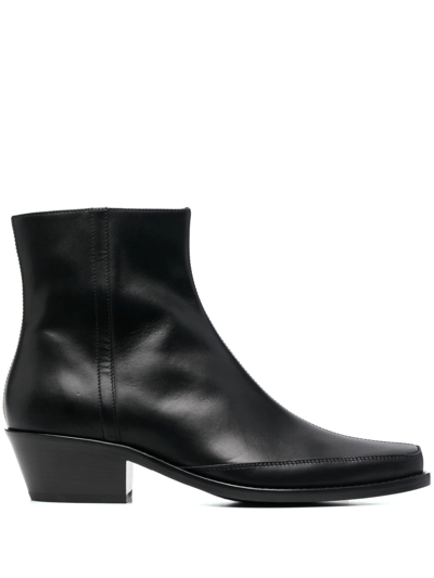 Shop Diesel Ankle Leather Boots In Black