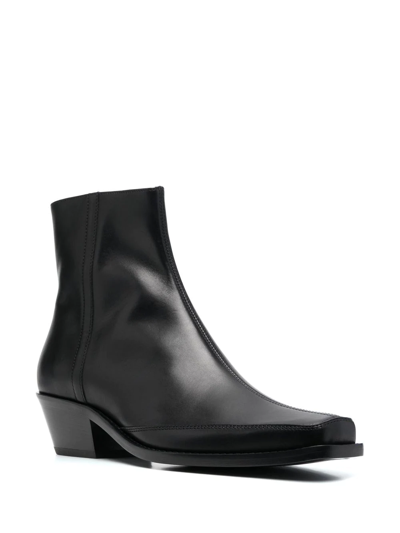Shop Diesel Ankle Leather Boots In Black