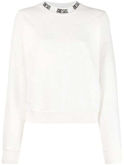 Shop Diesel Logo Crew-neck Sweatshirt In White