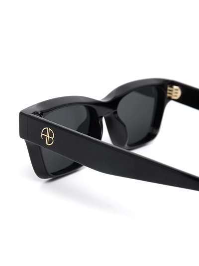 Shop Anine Bing Daria Square-frame Sunglasses In Black