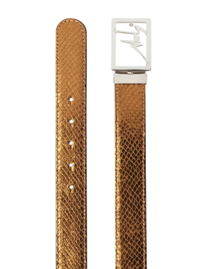 Shop Giuseppe Zanotti Linum Snakeskin-effect Leather Belt In Brown
