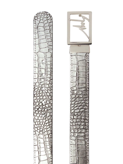 Shop Giuseppe Zanotti Linum Snakeskin-effect Belt In Silver