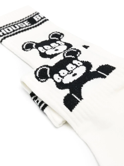 Shop Medicom Toy Intarsia-knit Logo Socks In White