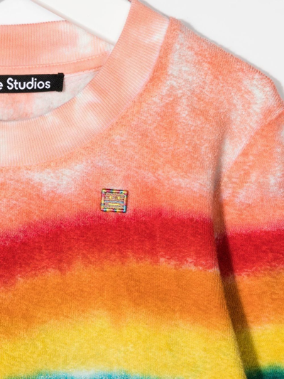 Shop Acne Studios Rainbow-print Organic Cotton Sweatshirt In Pink