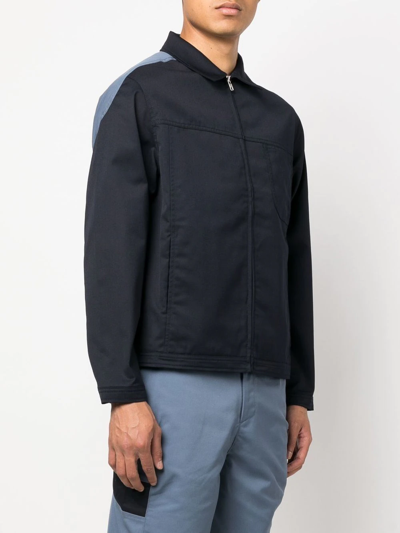Shop Affix Panelled Cotton Jacket In Blue