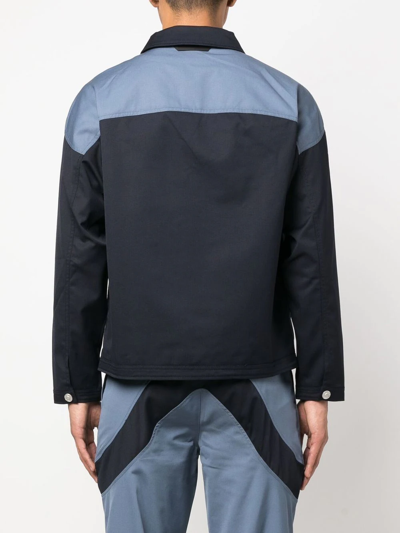 Shop Affix Panelled Cotton Jacket In Blue