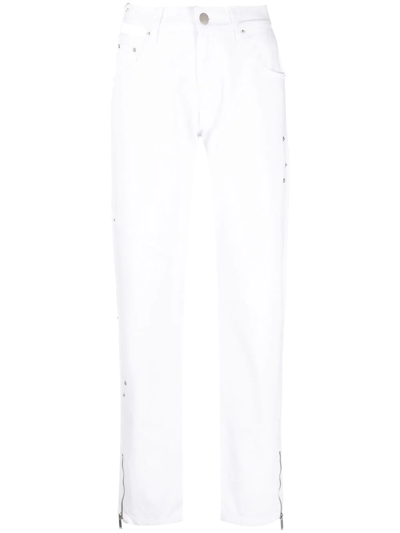 Shop Heliot Emil Locifera Straight-leg Jeans In White