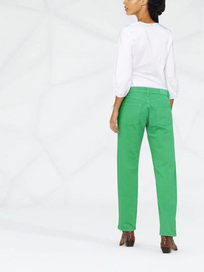 Shop Frame Logo-patch Straight-leg Trousers In Green