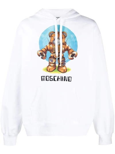 Shop Moschino Logo-print Detail Hoodie In White