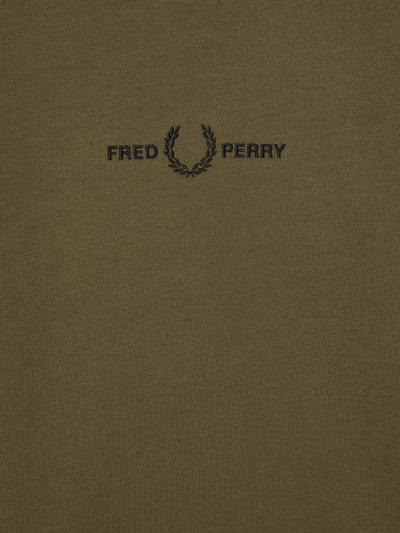 Shop Fred Perry Embroidered Logo Fleece Sweatshirt In Green