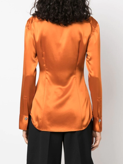 Shop Acne Studios Point-collar Satin Shirt In Orange