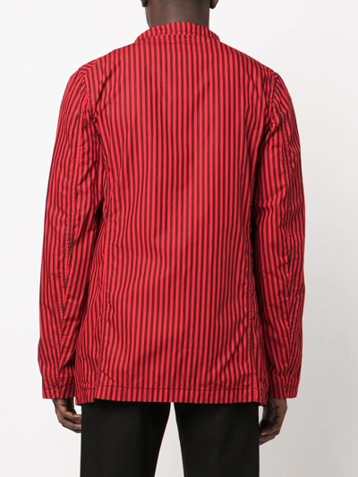 Shop Comme Des Garçons Shirt Striped Lightweight Blazer In Red