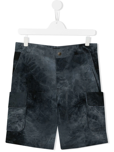 Shop Emporio Armani Tie-dye Cargo Shorts In Blue