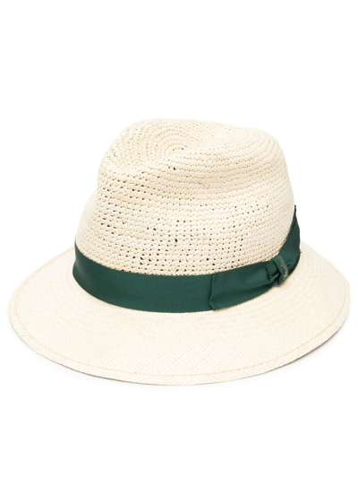 Shop Borsalino Ribbon-detail Sun Hat In Neutrals