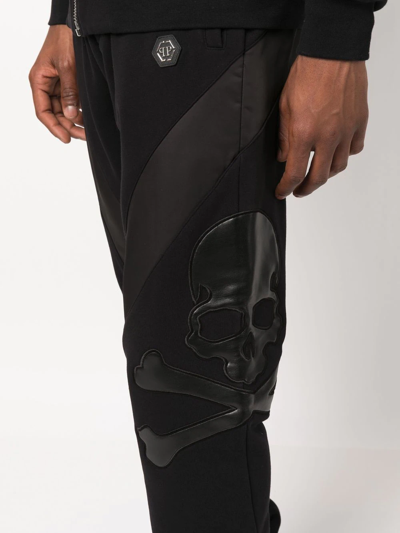 Shop Philipp Plein Skull Patch Jogging Trousers In Black