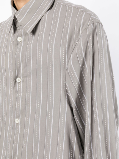 Shop Onefifteen X Anowhereman Striped Shirt In Grey