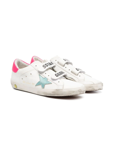 Shop Golden Goose Old School Touch-strap Sneakers In White