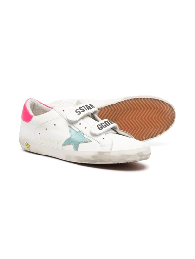 Shop Golden Goose Old School Touch-strap Sneakers In White