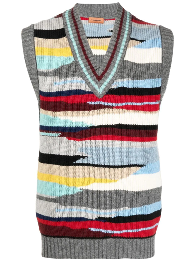 Shop Missoni Abstract-pattern V-neck Knitted Vest In Grey