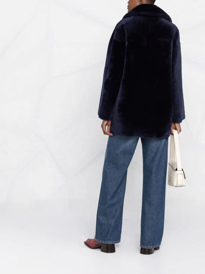 Blancha Shearling Jacket Long Sleeves In Blue