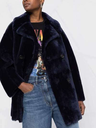 Blancha Shearling Jacket Long Sleeves In Blue