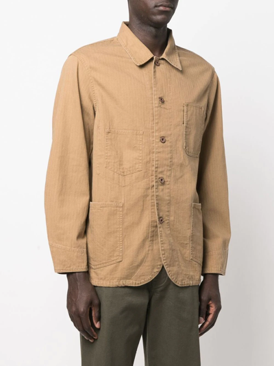 Shop Ralph Lauren Rrl Button-up Shirt Jacket In Brown