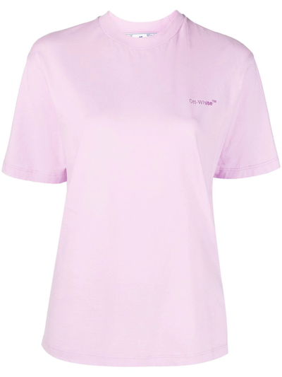 Women Diag-print Short-sleeved T-shirt Lilac Fuchsia In Rosa