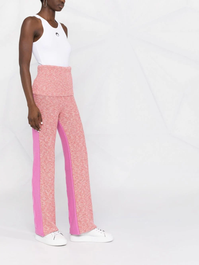 Shop Off-white Diag-stripe Knit Trousers In Pink