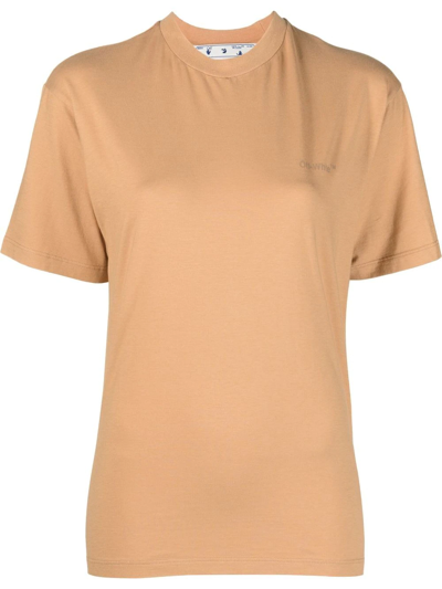 Shop Off-white Diag-print Cotton T-shirt In Orange