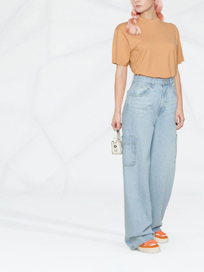 Off-white Diag-print Cotton T-shirt In Orange