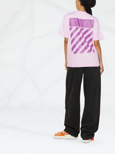 Shop Off-white Diag-print Short-sleeved T-shirt In Pink