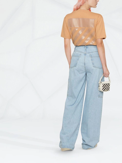 Off-white Diag-print Cotton T-shirt In Orange