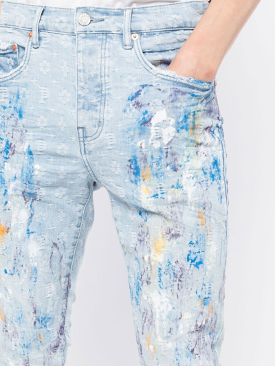Purple Brand Paint-splattered Slim Jeans In Blue