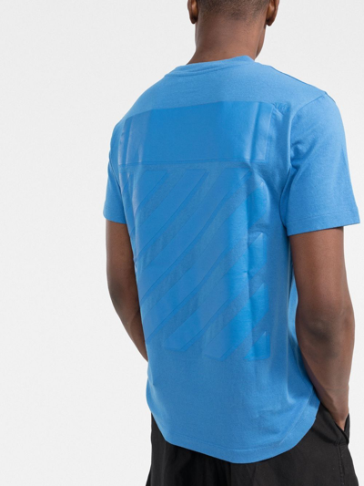 Off-white Diag-stripe Cotton T-shirt In Blue