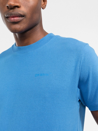 Off-white Diag-stripe Cotton T-shirt In Blue