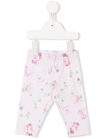 Shop Monnalisa Floral-print Leggings In Pink