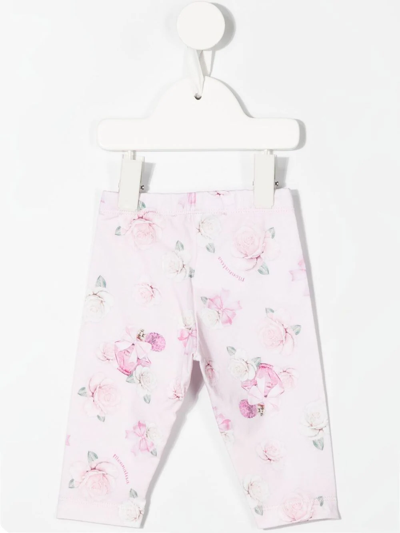 Monnalisa Floral-print Leggings In Pink