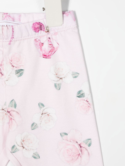 Shop Monnalisa Floral-print Leggings In Pink