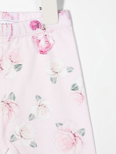 Monnalisa Floral-print Leggings In Pink