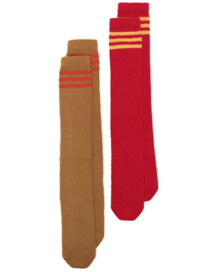Shop Adidas Originals X Wales Bonner Two-pack Of Socks In Red