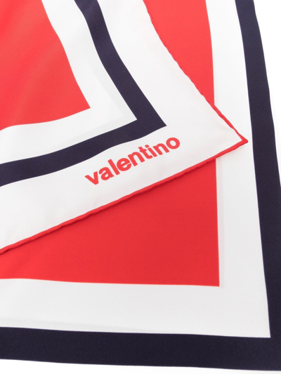 Valentino Archive Manifesto Bandana Print Silk Scarf In Red