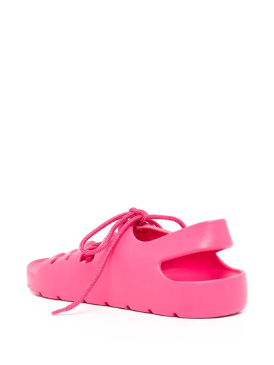 Shop Bottega Veneta Lace-detail Open-toe Sandals In Pink