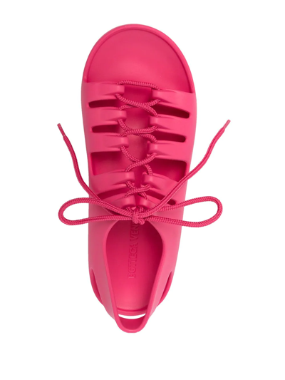 Shop Bottega Veneta Lace-detail Open-toe Sandals In Pink