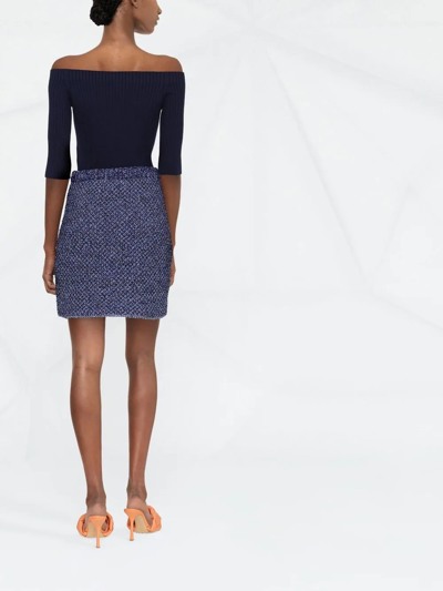 Ferragamo High-waisted Tweed Miniskirt In Blue