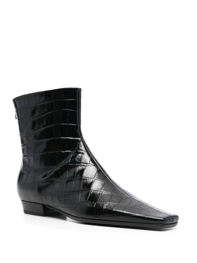 Shop Totême Crocodile-effect 25mm Boots In Black