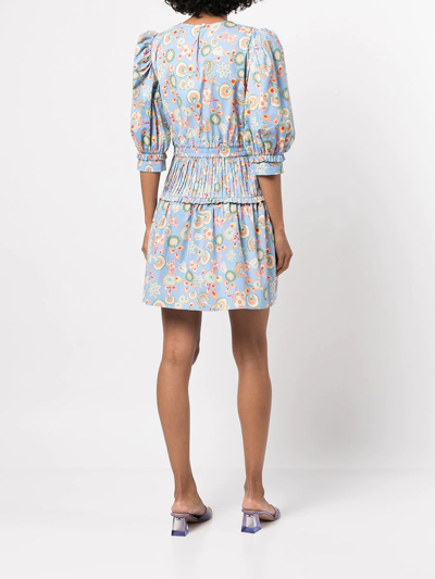 Shop Diane Von Furstenberg Phoebe Floral-print Mini Dress In Blue