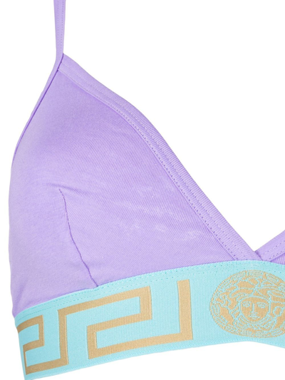Shop Versace Logo-underband Bra In Purple