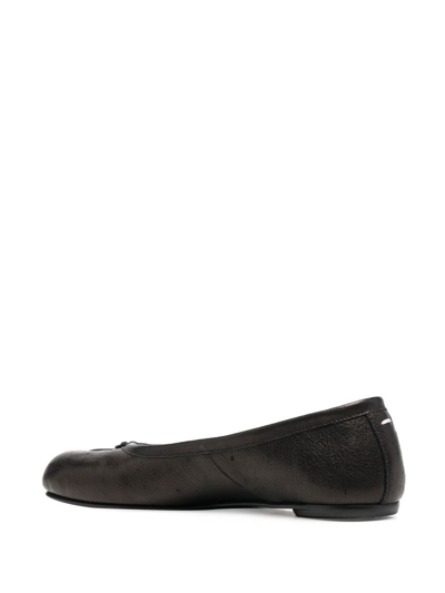 Shop Maison Margiela Tabi Leather Ballerina Shoes In Black