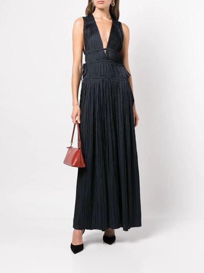 Shop Ulla Johnson Valeria Plissé Satin Gown In Black