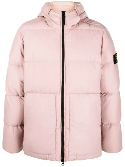 Stone Island Naslan Logo-badge Relaxed-fit Shell-down Hooded Jacket In Rose- pink | ModeSens